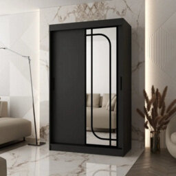 Arte Alabama Black 120Cm Sliding Door Wardrobe With Bold Bedroom Storage