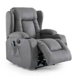 More4Homes Caesar Grey Technology Fabric Electric Recliner Heat & Massage Chair - thumbnail 3