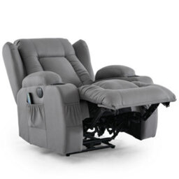 More4Homes Caesar Grey Technology Fabric Electric Recliner Heat & Massage Chair - thumbnail 4