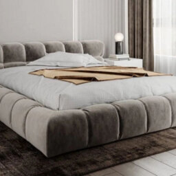 Stratus Interiors Cubed Mini Ambassador Upholstered Platform Bed Frame - Low Headboard, Modern Cube Design - Gas Lift Storage - Small Double - thumbnail 3