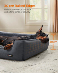 LEDREM Dog Bed, Linen-Look Pet Bed, Dog Sofa Bed With Raised Edges, Non-Slip Bottom, Removable Washable Cover, Xxl - thumbnail 5