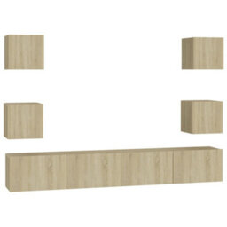 Berkfield Sturdy 6 Piece Tv Cabinet Set Sonoma Oak Engineered Wood - thumbnail 1