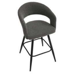 Lamboro Amalfi Boucle Kitchen Bar Stools, Single, Fixed Height Metal Legs With Footrest, Breakfast Bar Stool - Grey - thumbnail 9