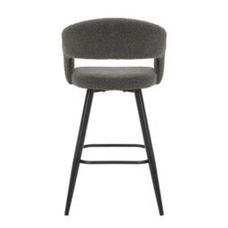 Lamboro Amalfi Boucle Kitchen Bar Stools, Single, Fixed Height Metal Legs With Footrest, Breakfast Bar Stool - Grey - thumbnail 8