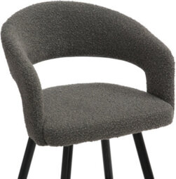 Lamboro Amalfi Boucle Kitchen Bar Stools, Single, Fixed Height Metal Legs With Footrest, Breakfast Bar Stool - Grey - thumbnail 7