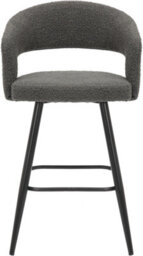 Lamboro Amalfi Boucle Kitchen Bar Stools, Single, Fixed Height Metal Legs With Footrest, Breakfast Bar Stool - Grey - thumbnail 6