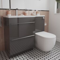 GoodHome Imandra Gloss Warm Grey Modern Freestanding Toilet Cabinet (H)840mm X (W)500mm - thumbnail 6