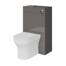 GoodHome Imandra Gloss Warm Grey Modern Freestanding Toilet Cabinet (H)840mm X (W)500mm - thumbnail 3