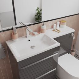 GoodHome Imandra Gloss Warm Grey Modern Freestanding Toilet Cabinet (H)840mm X (W)500mm - thumbnail 7