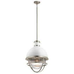 Luminosa Lighting Luminosa Kichler Tollis Globe Pendant Ceiling Light Brushed Nickel & White - thumbnail 1