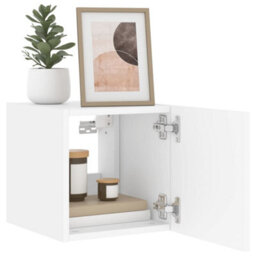 Walplus Tv Wall Cabinet With Led Lights White 30.5X35X30 Cm - thumbnail 7
