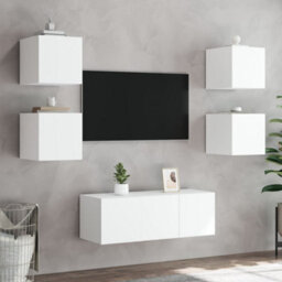 Walplus Tv Wall Cabinet With Led Lights White 30.5X35X30 Cm - thumbnail 6