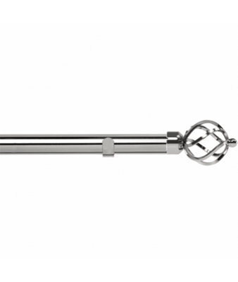 Unknown 28mm Fixed Length Metal Eyelet Curtain Pole Set In Chrome - Cage Finial, 290Cm - image 1
