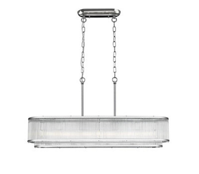 Luminosa Lighting Luminosa Antigua 7 Light Oblong Chrome Crystal Bar Pendant Ceiling Light