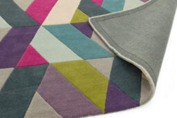 Blue Green Geometric Funky Handmade Luxurious Modern Wool Rug For Living Room And Bedroom-70 X 200Cm (Runner) - thumbnail 5
