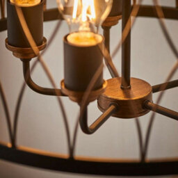 Multi Light Ceiling Pendant 5 Bulb Matt Black & Bronze Vintage Chandelier Lamp - thumbnail 5