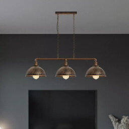 Brushed Copper 3 Lamp Industrial Pipe Pendant Light, E27 Fitting, Kitchen Island Dining Room - thumbnail 3