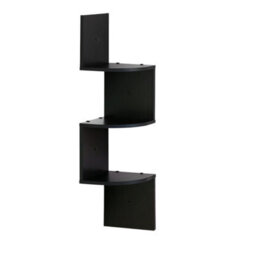 Walplus Furinno 3 Tier Wall Mount Floating Corner Radial Shelf, Set Of 2, Espresso - thumbnail 3