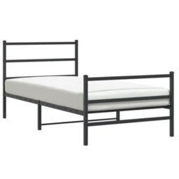Berkfield Metal Bed Frame Without Mattress With Footboard Black 107X203Cm - thumbnail 2