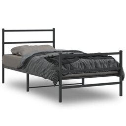 Berkfield Metal Bed Frame Without Mattress With Footboard Black 107X203Cm - thumbnail 1