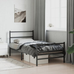 Berkfield Metal Bed Frame Without Mattress With Footboard Black 107X203Cm - thumbnail 4