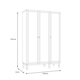 Wyld Haus Basel 3-Door Wardrobe In Light Grey With Oak Legs, Shelves, Drawer And Hanging Rail - thumbnail 7