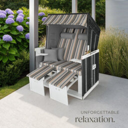 Tectake Beach Chair 'sylt' With Cushions, Footrest And Rain Cover - Black/grey/brown - 1 - thumbnail 7