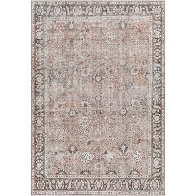 Livabliss Colin-Washable Brown Orange Grey Traditionnal Vintage Boho Living Dining Rug 120 X 170 Cm Easy Care, Non Shedding - image 1