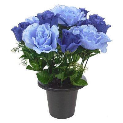 Urbn-Living Urbnliving 30Cm Height Rosebud Dark & Light Blue Mix Assorted Style Mini Flowerpots In Black Planter - image 1
