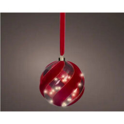 Kaemingk Micro Led Red Christmas Tree 20Cm Ball Hanging Ornament Steady Warm Light Indoor - thumbnail 1