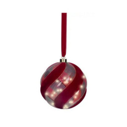 Kaemingk Micro Led Red Christmas Tree 20Cm Ball Hanging Ornament Steady Warm Light Indoor - thumbnail 2