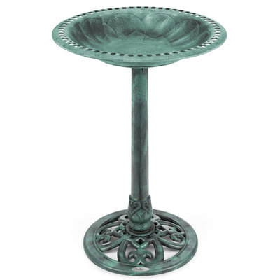 Christow Garden Ornate Resin Birdbath With Rustic Metal Effect - image 1