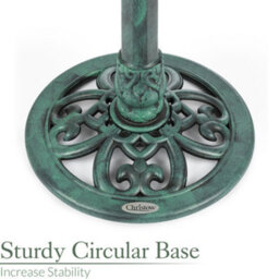 Christow Garden Ornate Resin Birdbath With Rustic Metal Effect - thumbnail 4