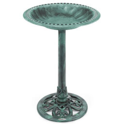 Christow Garden Ornate Resin Birdbath With Rustic Metal Effect - thumbnail 1