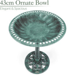 Christow Garden Ornate Resin Birdbath With Rustic Metal Effect - thumbnail 3