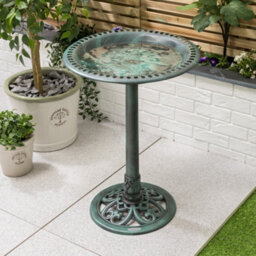 Christow Garden Ornate Resin Birdbath With Rustic Metal Effect - thumbnail 2
