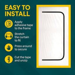 SolaDirect Dust Door With Zip 110 X 220 Cm - Renovation Dust-Barrier Curtain For Doorways - Double-Sided Zipper - Tape Mount - Trim To Fit - thumbnail 3