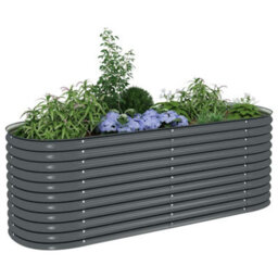 Berkfield Practical Garden Raised Bed 240X80X81 Cm Galvanised Steel Grey - thumbnail 4