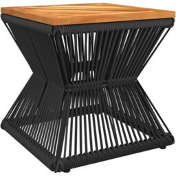Coffee Table Round Side Solid Acacia Wood Tabletop Black Wire Base Living Room - thumbnail 1
