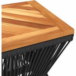 Coffee Table Round Side Solid Acacia Wood Tabletop Black Wire Base Living Room - thumbnail 5