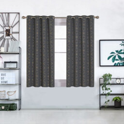 Deconovo Blackout Curtains, Eyelet Dark Grey Curtains, Gold Diamond Printed Thermal Curtains For Bedroom, 46 X 54 Inch, One Pair - thumbnail 1
