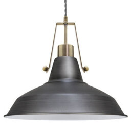 Long Life Lamps Company Industrial Antique Brass Ceiling Pendant Light Pewter Grey M0175 - thumbnail 3