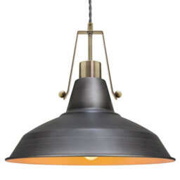 Long Life Lamps Company Industrial Antique Brass Ceiling Pendant Light Pewter Grey M0175