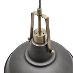 Long Life Lamps Company Industrial Antique Brass Ceiling Pendant Light Pewter Grey M0175 - thumbnail 5