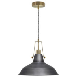 Long Life Lamps Company Industrial Antique Brass Ceiling Pendant Light Pewter Grey M0175 - thumbnail 4