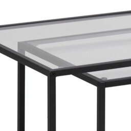 Wyld Haus El Paso Set Of 2 Nesting Coffee Tables, Clear Tempered Glass Top & Matte Black Metal Frame - thumbnail 6