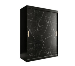 Arte Elegant Black Geneva T Sliding Door Wardrobe W1500mm H2000mm D620mm - Sleek Design, Gold Handles, Ample Storage - thumbnail 1