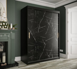 Arte Elegant Black Geneva T Sliding Door Wardrobe W1500mm H2000mm D620mm - Sleek Design, Gold Handles, Ample Storage - thumbnail 2