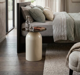 Aspect Furniture Frankie Modern Glass Top Circle Center Side Table,smoke Grey/beige,39.5Cm Dia - thumbnail 3