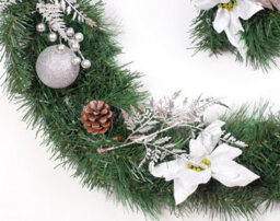 Best Artificial 9Ft White & Silver Decorated Christmas Garland Supplied With 80 Bright White Battery Leds Banister - thumbnail 9